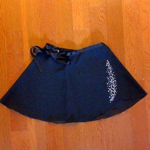 Sasha chiffon wrap skirt black sliver stars bling 12” ballet
